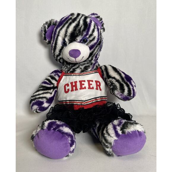 Build A Bear Black White Purple Zebra Striped Teddy 18” Plush with Top & Skirt - Picture 9 of 9